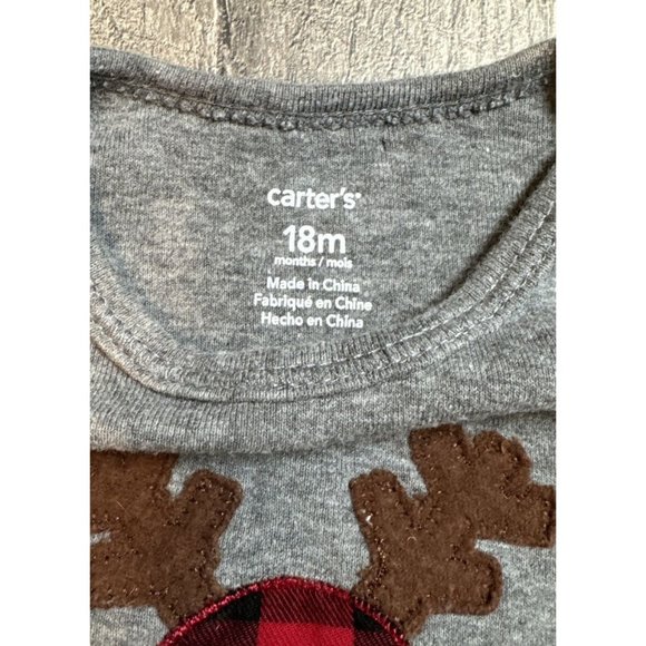 Carters One Piece Bodysuit Baby 18 Month Monogrammed MASON Reindeer Long Sleeve‎ - Picture 4 of 5